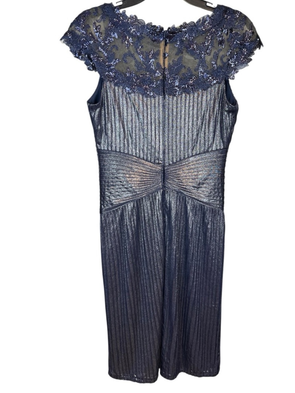 Tadashi Shoji pleated metallic dress with lace - Picture 11 of 16